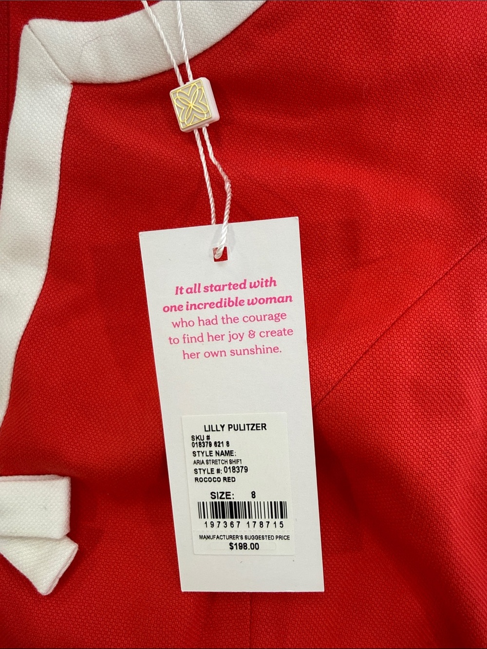 Lilly Pulitzer Aria Red Sleeveless Shift Dress with White Trim - Picture 3 of 4
